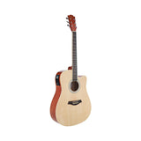 Guitarra electroacústica Ayson AC4110E natural brillante en perspectiva sobre fondo blanco