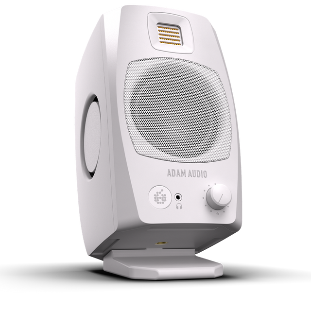Monitor ADAM Audio D3V blanco, vista principal diagonal izquierda