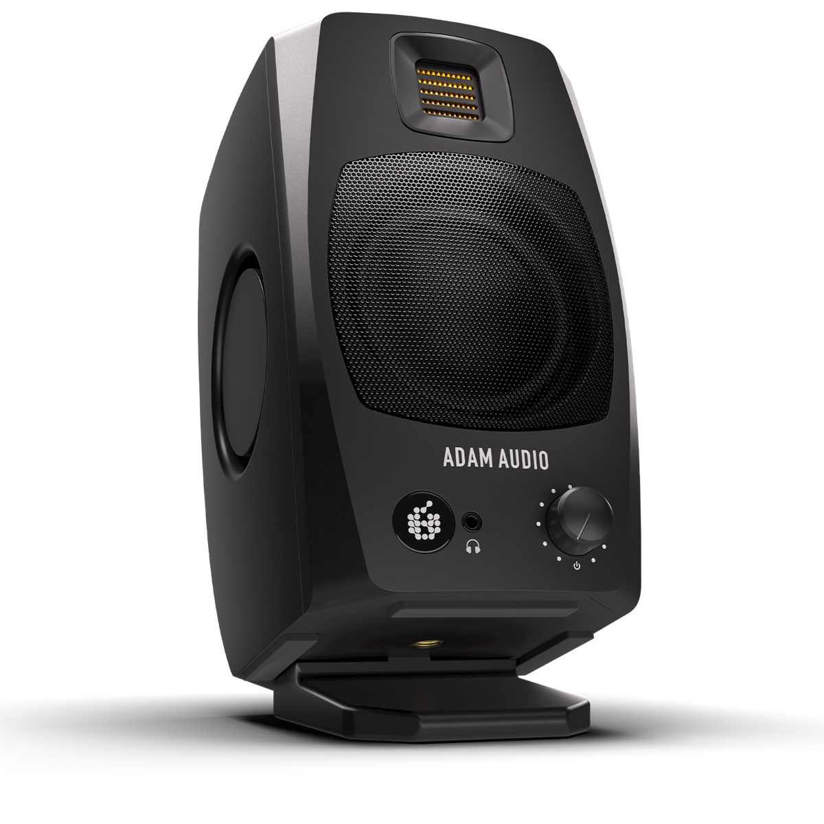 Monitor ADAM Audio D3V negro, vista principal diagonal izquierda