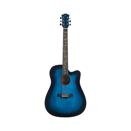 Guitarra Electroacústica Ayson AG4114E Azul Mate completa en vista frontal sobre fondo blanco