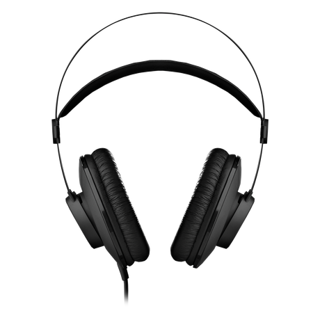 Audífonos AKG K52 negros, vista frontal sobre fondo blanco