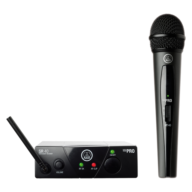 Micrófono inalámbrico AKG WMS40 Mini Vocal Set, vista principal sobre fondo blanco