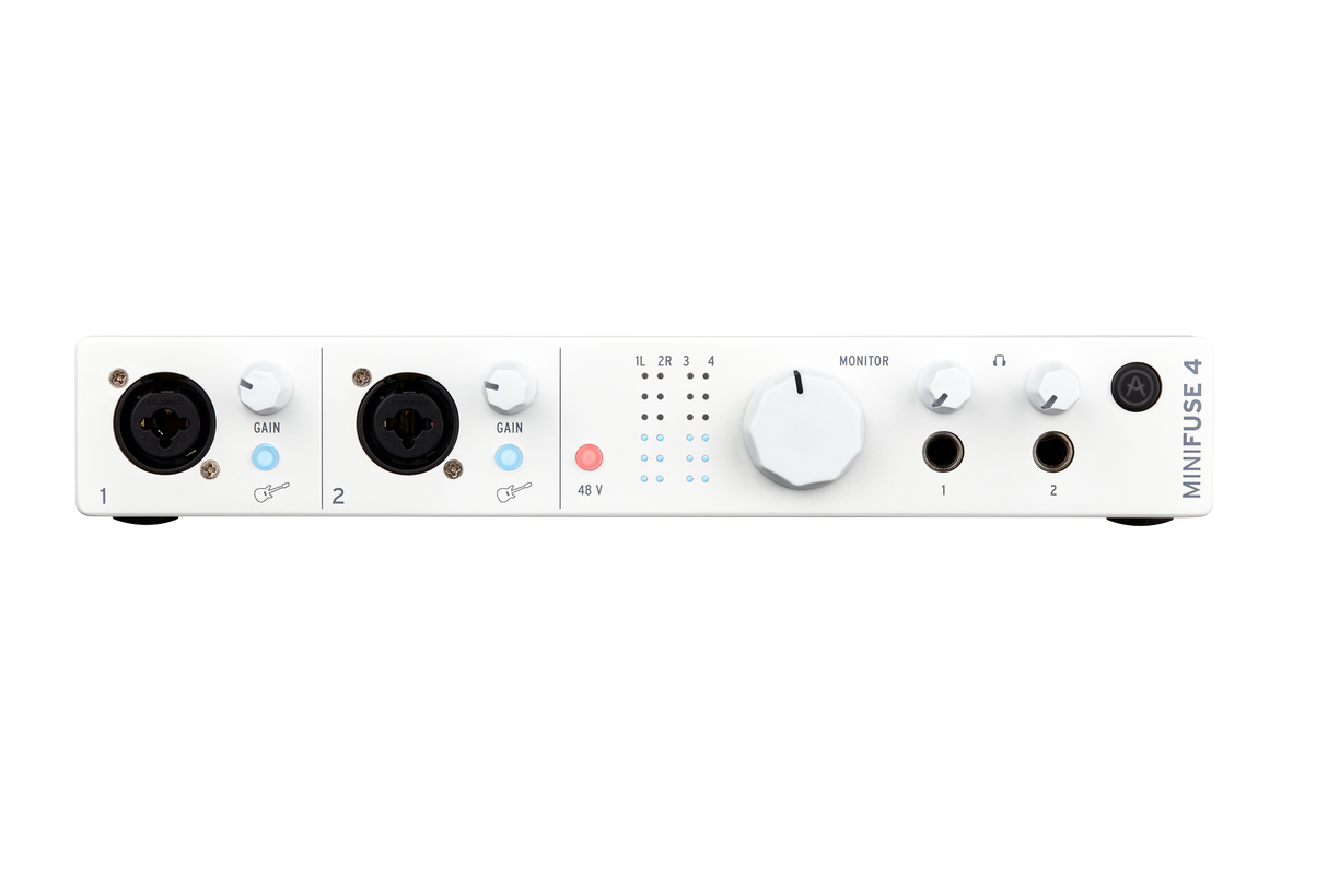 Interfaz de audio Arturia MiniFuse 4 blanca, vista principal