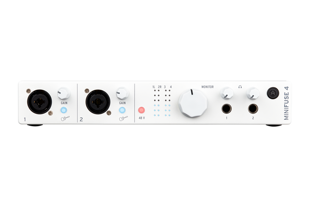 Interfaz de audio Arturia MiniFuse 4 blanca, vista principal