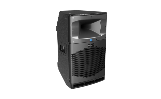 Altavoz activo Audiocenter SA312 negro, vista frontal en ángulo