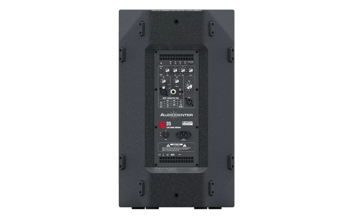 Panel posterior y conexiones del altavoz activo Audiocenter SA315