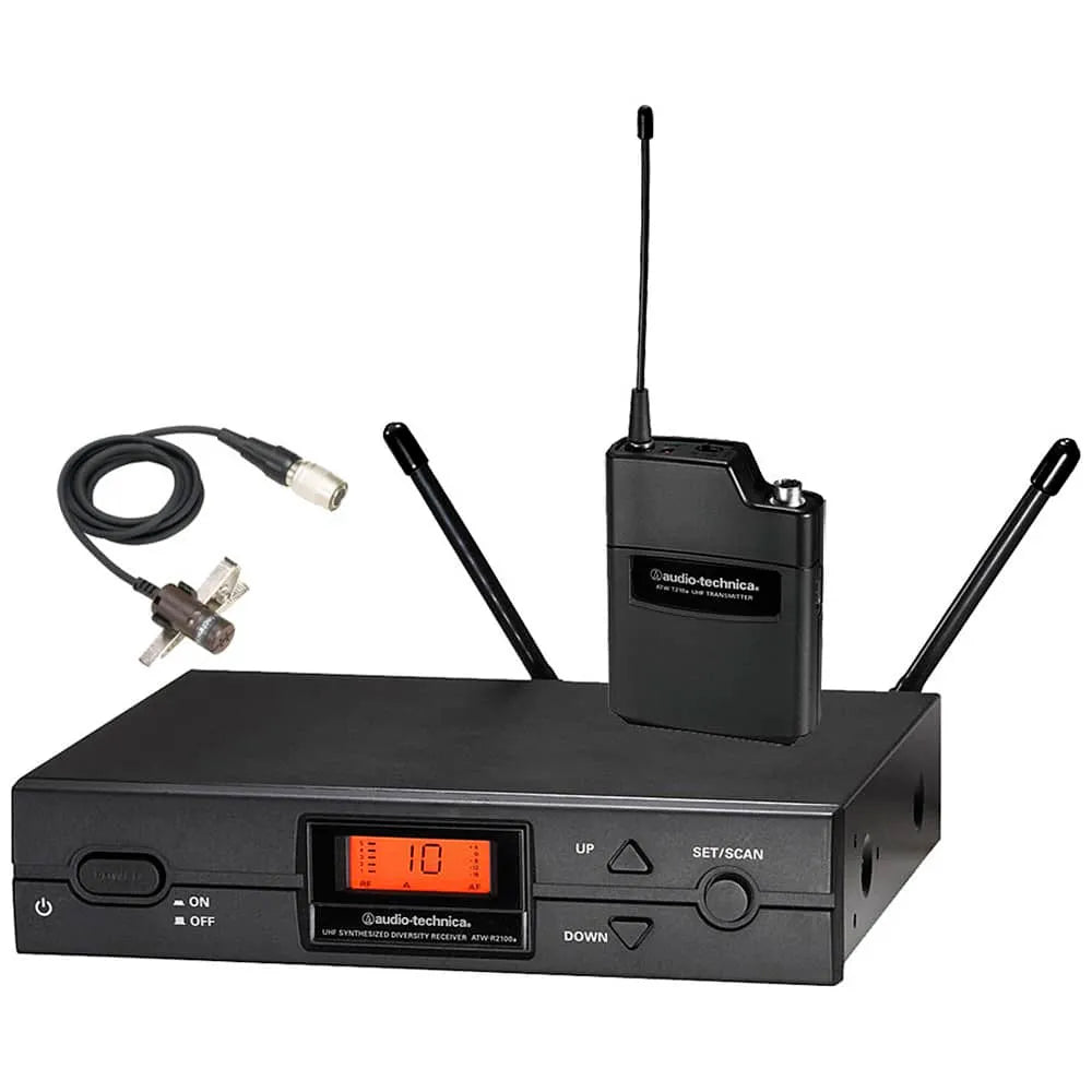 Sistema lavalier inalámbrico Audio-Technica ATW-2129bi con receptor, bodypack y micrófono de solapa
