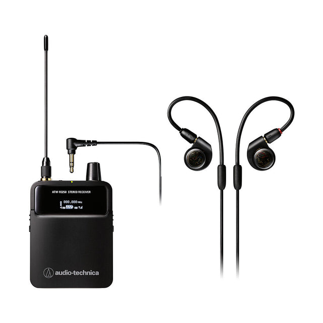 Receptor bodypack In-Ear Audio-Technica ATW-R3250DF2 con audífonos ATH-E40