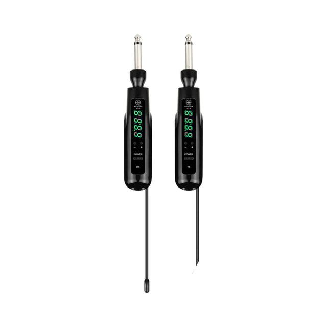 Sistema inalámbrico para guitarra Aurora XG-5 con transmisor y receptor sobre fondo blanco