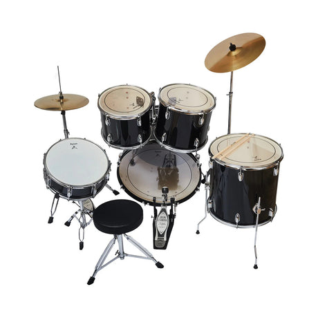 Batería Acústica Ayson Grande Negra DS-703, vista posterior sobre fondo blanco