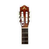 Detalle del clavijero de la guitarra acústica Ayson CL3930 naranja brillante sobre fondo blanco