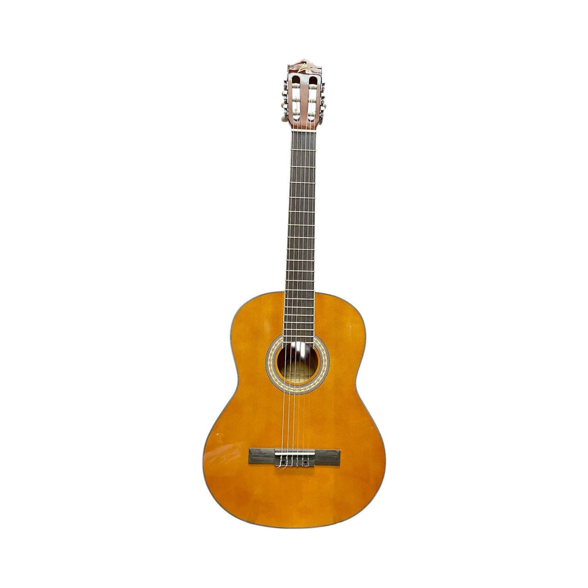 Guitarra acústica Ayson CL3930 naranja brillante en vista frontal limpia sobre fondo blanco