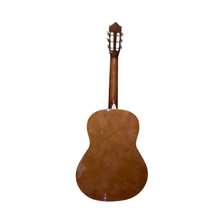 Vista trasera de la guitarra acústica Ayson CL3930 natural brillante sobre fondo blanco