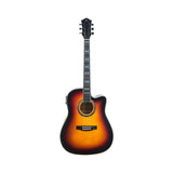 Guitarra electroacústica Ayson BL380 sunburst completa sobre fondo blanco
