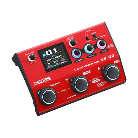 Procesador vocal BOSS VE-22, vista en tres cuartos