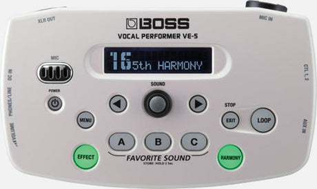 Procesador vocal BOSS VE-5 blanco, vista superior