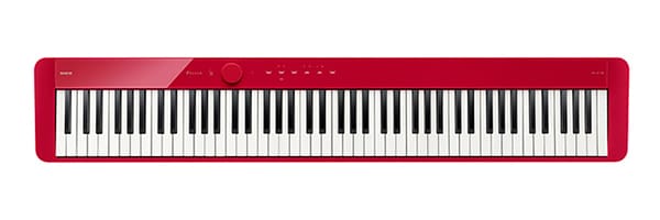 Detalle del acabado rojo del piano Casio Privia PX-S1100