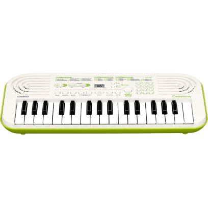 Miniteclado Casio SA-50H2 blanco y verde lima, vista principal oficial