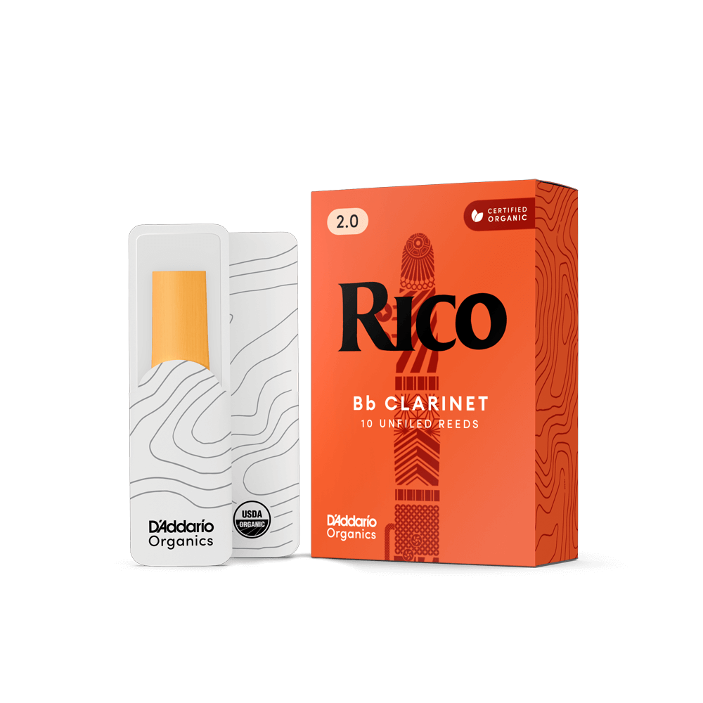 Cañas D'Addario Rico Organic RCA1020 para clarinete en Si bemol, fuerza 2, empaque oficial