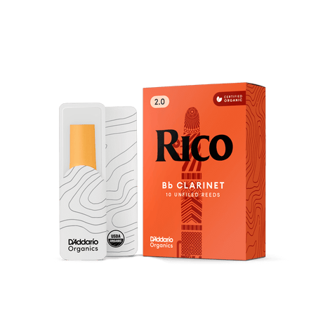 Cañas D'Addario Rico Organic RCA1020 para clarinete en Si bemol, fuerza 2, empaque oficial