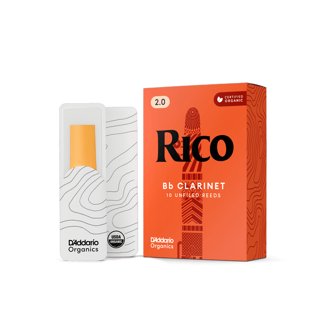 Cañas D'Addario Rico Organic RCA1020 para clarinete en Si bemol, fuerza 2, empaque oficial