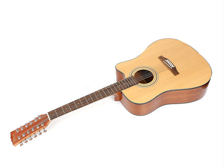Guitarra Deviser L12X50 de 12 cuerdas natural en vista diagonal