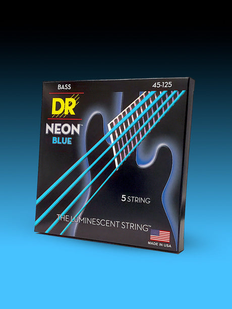 Encordado DR HI-DEF NEON NBB5-45 azul para bajo de 5 cuerdas