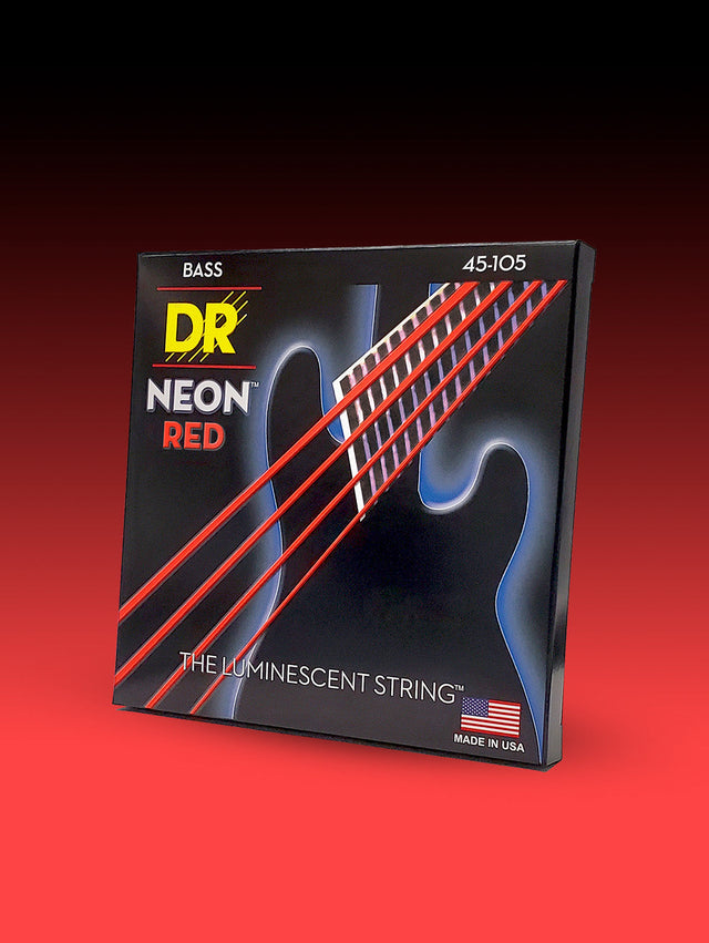 Encordado DR HI-DEF NEON NRB-45 rojo para bajo de 4 cuerdas