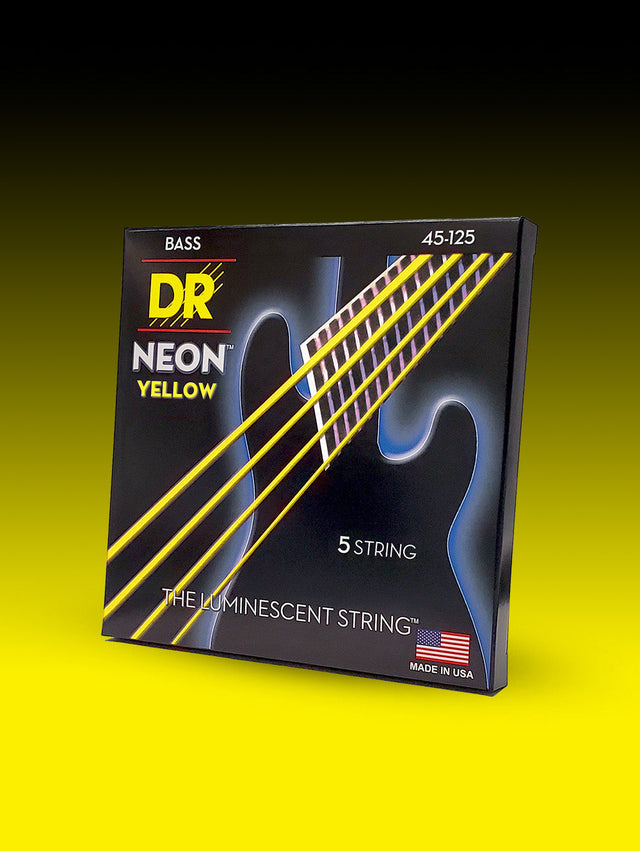Encordado DR HI-DEF NEON NYB5-45 amarillo para bajo de 5 cuerdas