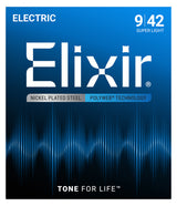 Empaque frontal de cuerdas Elixir 12000 para guitarra eléctrica, Nickel-Plated Steel POLYWEB, Super Light 09-42