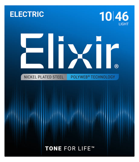 Empaque frontal de cuerdas Elixir 12050 para guitarra eléctrica, Nickel-Plated Steel POLYWEB, Light 10-46
