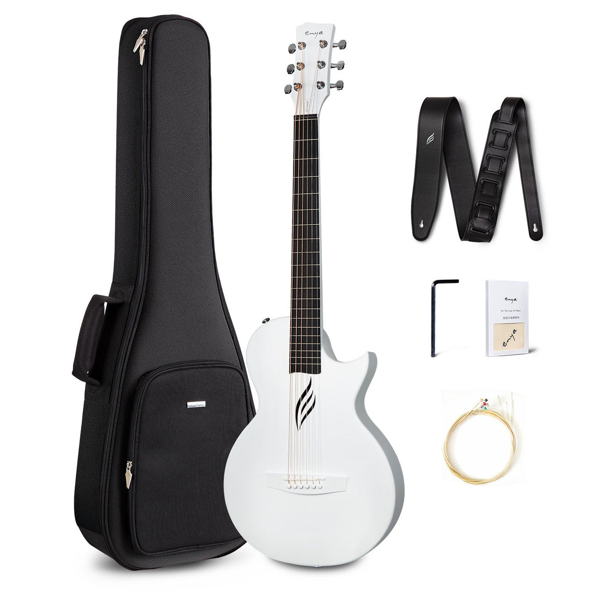 Guitarra Enya Nova Go Graceful White con funda y accesorios
