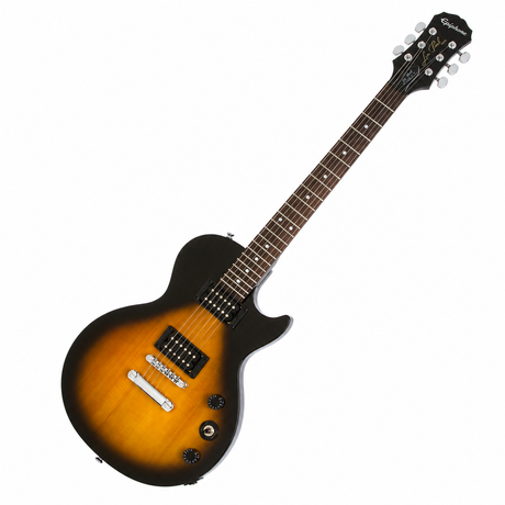 Epiphone Les Paul Player Pack Vintage Sunburst, guitarra completa en vista diagonal