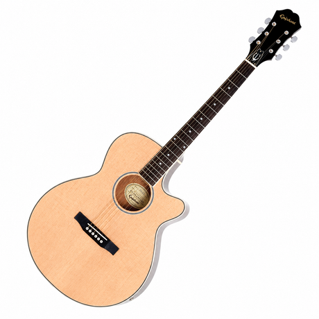 Epiphone PR-4E Natural, guitarra completa en vista diagonal