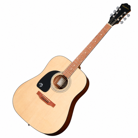Epiphone Songmaker DR-100 zurda Natural, guitarra completa en vista diagonal