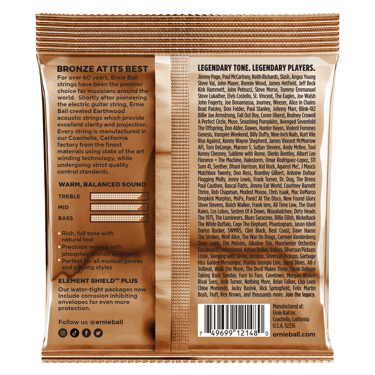 ENCORDADO ERNIE BALL 2148 - vista posterior