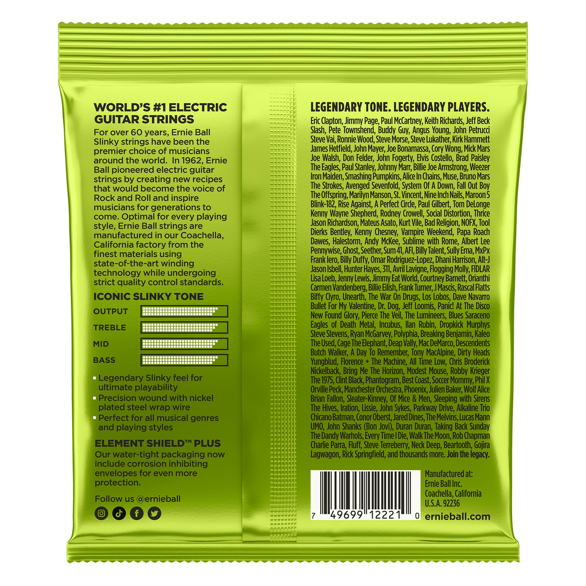 ENCORDADO ERNIE BALL 2221 - vista posterior