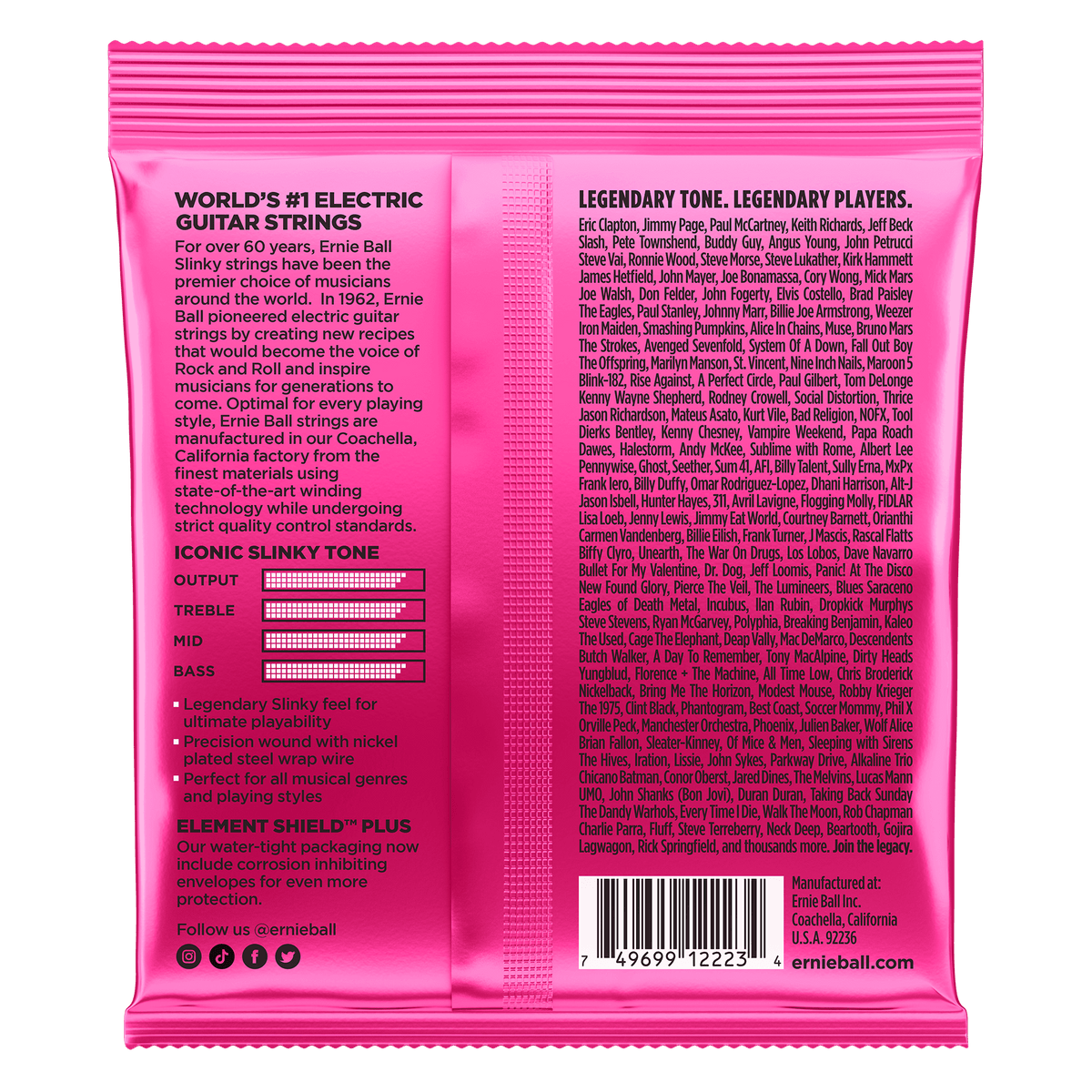 ENCORDADO ERNIE BALL 2223 - vista posterior