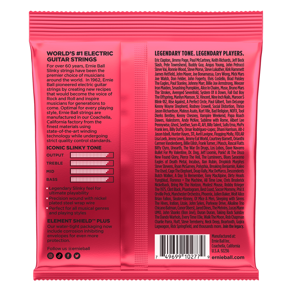 ENCORDADO ERNIE BALL 2226 - vista posterior