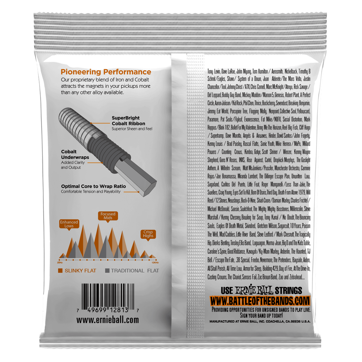 ENCORDADO ERNIE BALL 2813 FLATWOUND - vista posterior