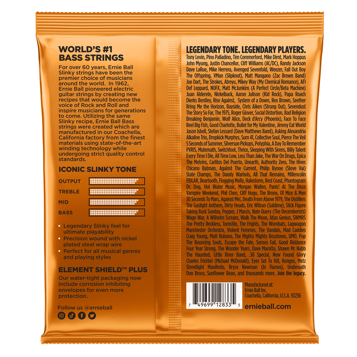 ENCORDADO ERNIE BALL 2833 BAJO - vista posterior