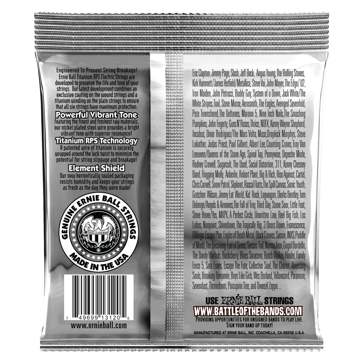 ENCORDADO ERNIE BALL 3120 COATED TITANIUM - vista posterior