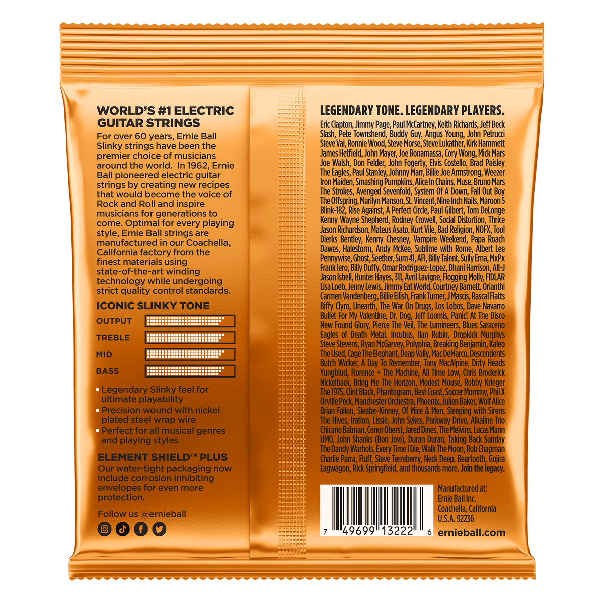 ENCORDADO ERNIE BALL 3222 - vista posterior