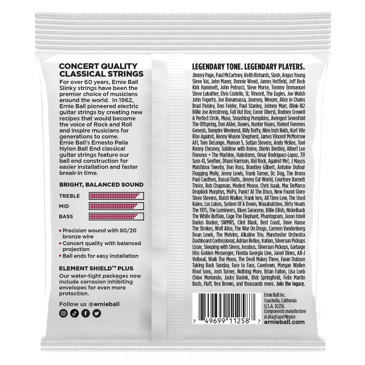 ENCORDADO ERNIE BALL 3409 - vista posterior