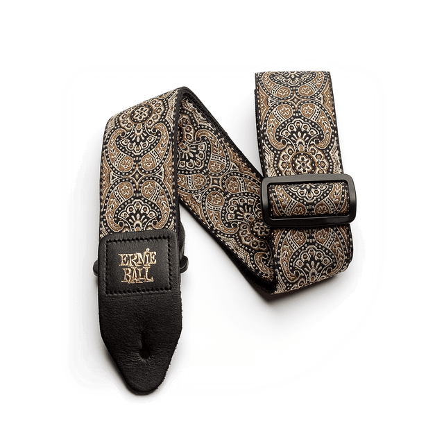 CORREA ERNIE BALL 4163 JACQUARD PAISLEY DORADO Y NEGRO - vista frontal