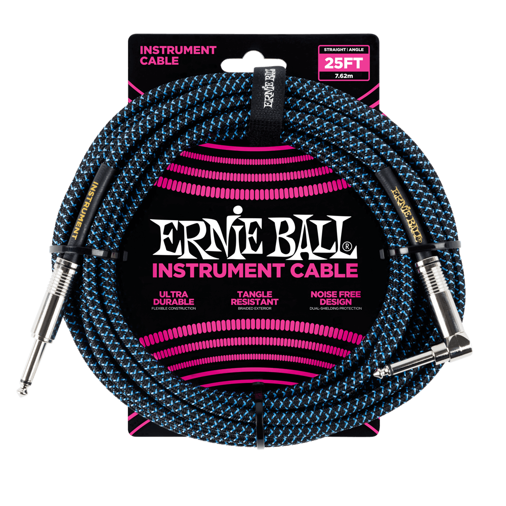 LINEA ERNIE BALL 25FT PO-6060 NEGRO AZUL - vista frontal