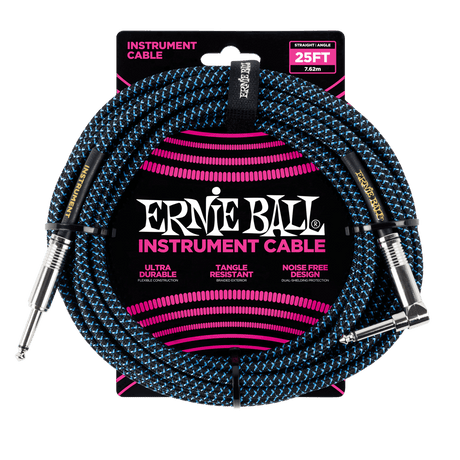 LINEA ERNIE BALL 25FT PO-6060 NEGRO AZUL - vista frontal