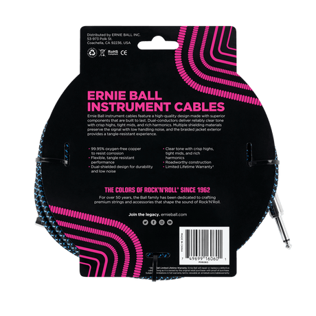 LINEA ERNIE BALL 25FT PO-6060 NEGRO AZUL - vista posterior