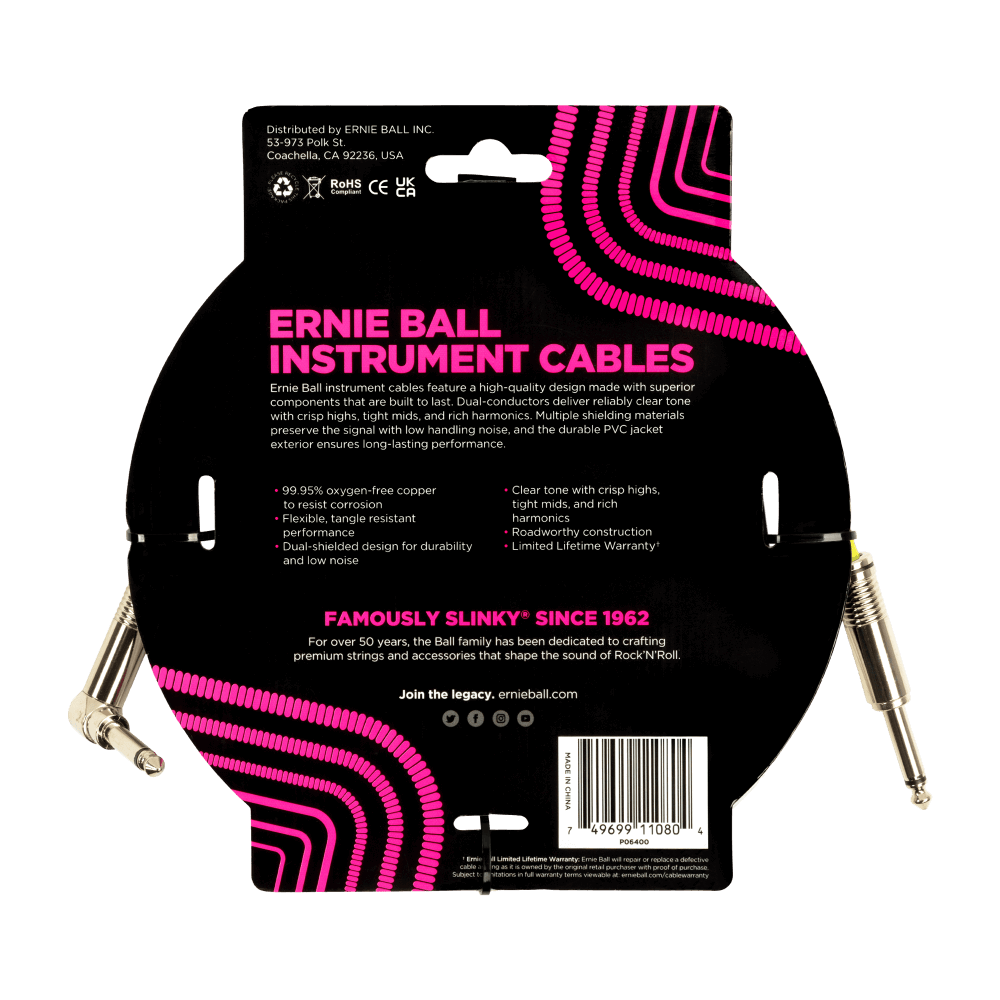LINEA ERNIE BALL 15FT PO-6400 BLANCO - vista posterior