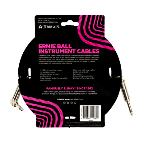 LINEA ERNIE BALL 15FT PO-6400 BLANCO - vista posterior